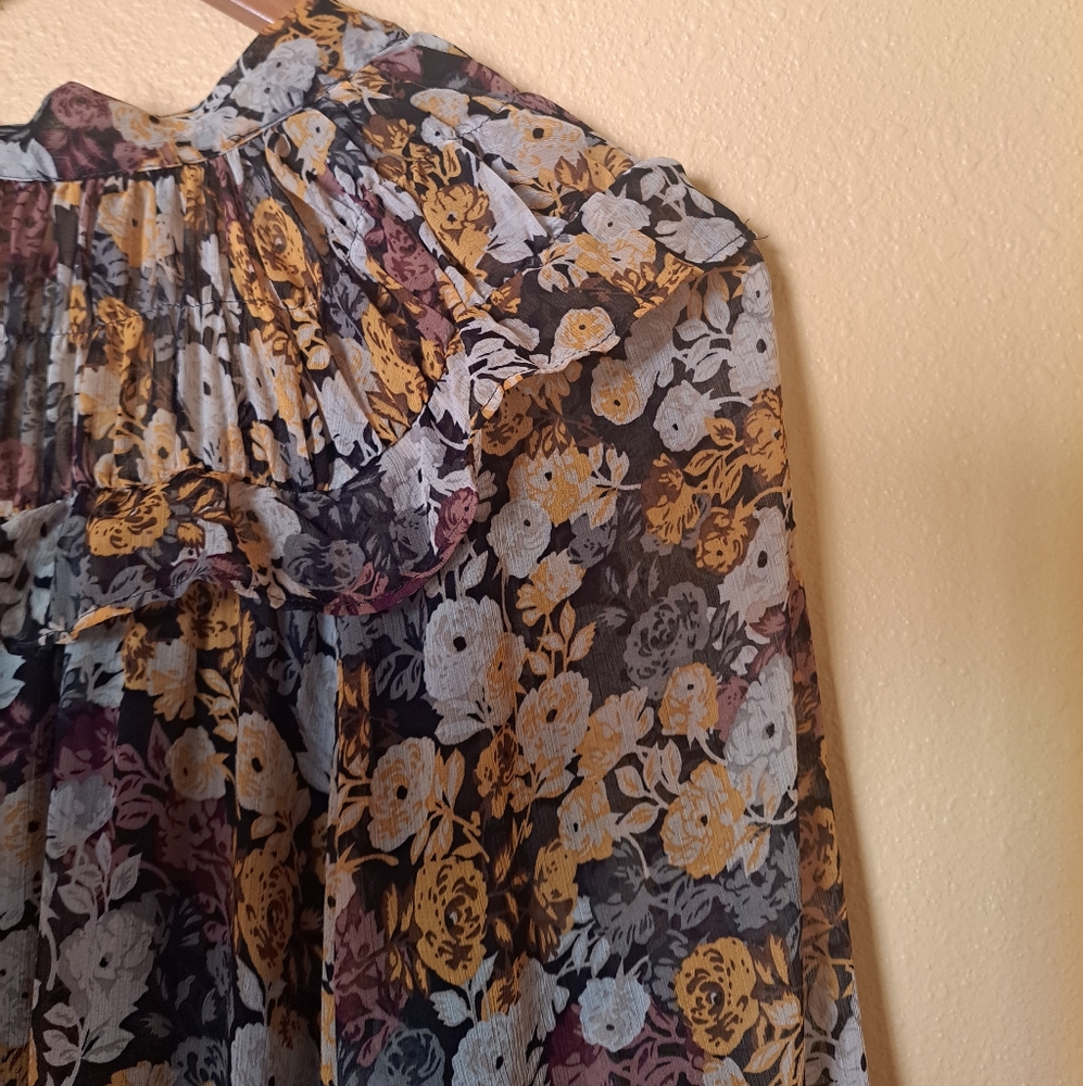 Mango Brown and Yellow Ruffled Tiered Sundress - Picture 12 of 16
